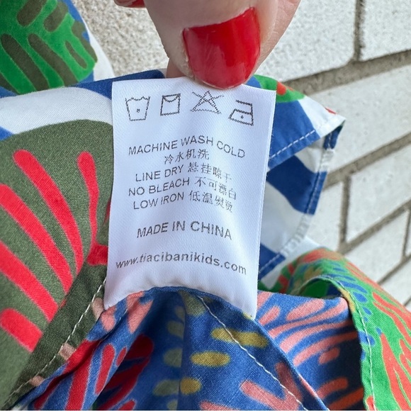 Tia Cibani Bold Matyo Floral Stripe Print Boxy Shirt 7/8Y - Picture 9 of 10